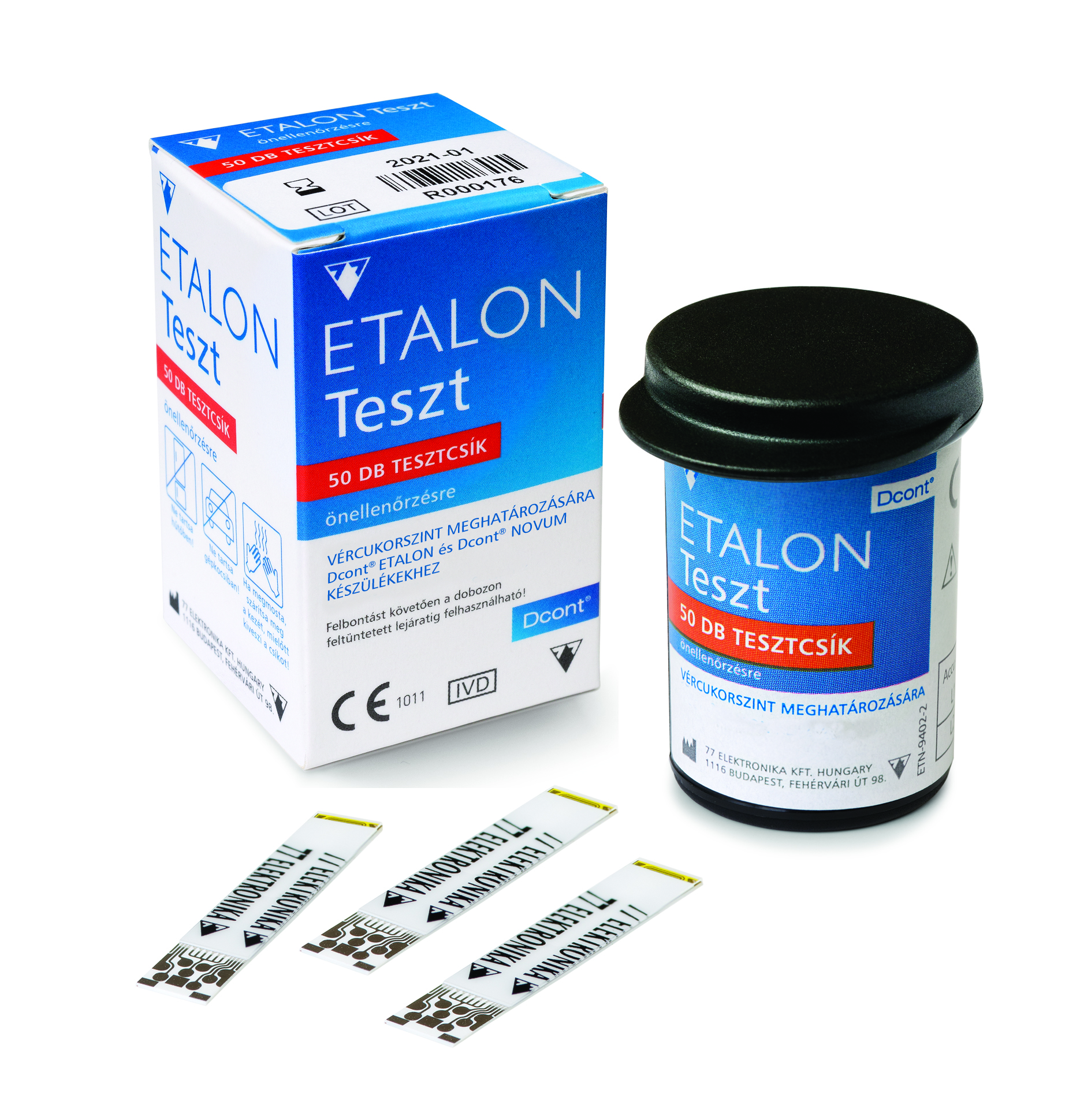 ETALON Teszt a DCONT® ETALON és a DCONT® NOVUM vércukormérő készülékekkel kompatibilis