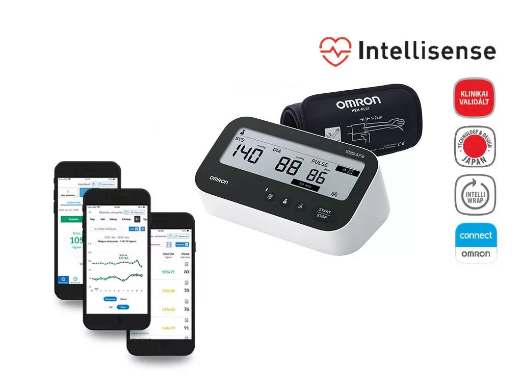 OMRON M4 Connect AFib – felkaros okos vérnyomásmérő Bluetooth adatátvitellel