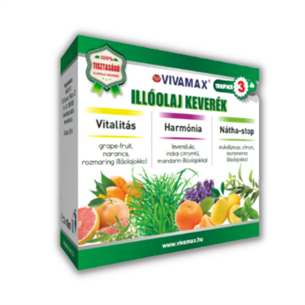 3-as illóolaj keverék csomag: harmónia, vitalitás és nátha-stop (3x10ml)