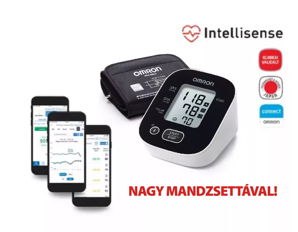 OMRON M2 Intelli IT+ felkaros okos-vérnyomásmérő Bluetooth adatátvitellel HEM-7146T2-EBK
