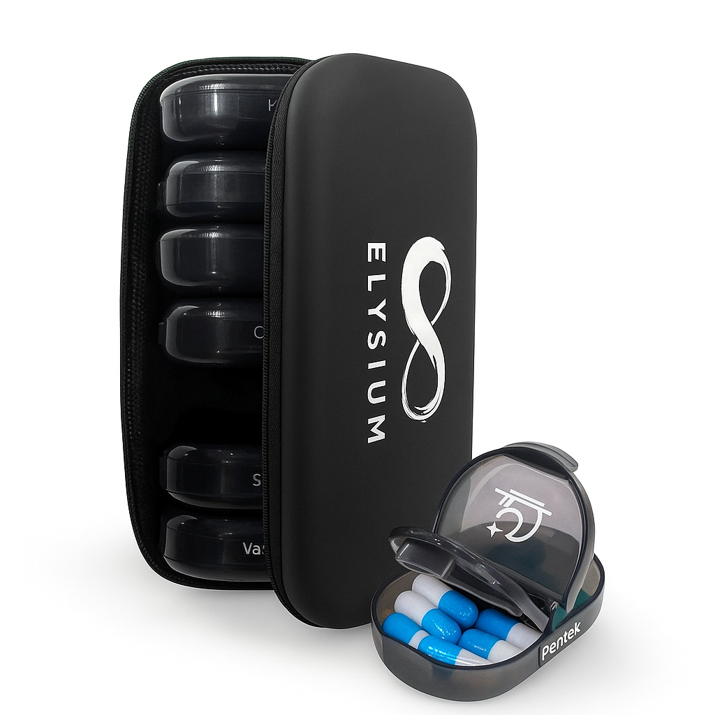 Elysium heti gyógyszeradagoló utazótáskával – 7x2 rekesz